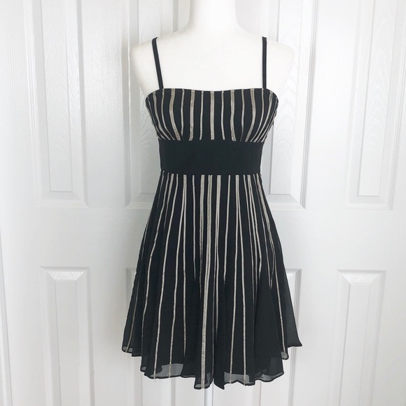 NWT Guess Silk Metallic Striped A-line Mini Dress - Picture 1 of 8